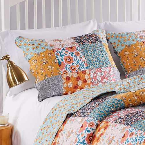 Juego De Edredón Reversible Floral 3 Piezas Tamaño King