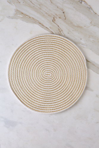Individual Mantel Mesa Gold Sparkly Redondo 38cm