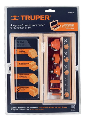Juego De 6 Brocas Fresas Para Router 3 Rectas 2 Filos Balero