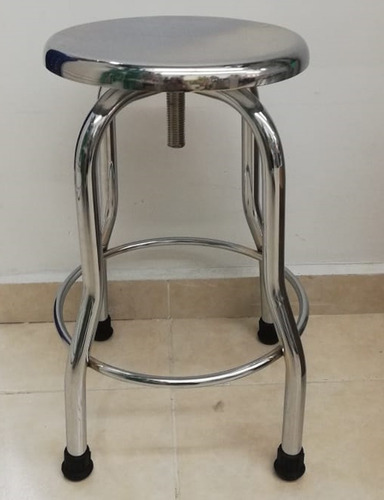 Banco Fijo Giratorio Cromado Sin Ruedas Estructura Cromo Asiento Cromo