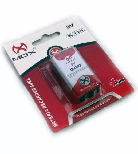 Imagem 5 de 6 de 4 Bateria Mox 9v 240mah Recarregável + Carregador Rápido