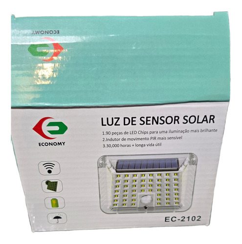 Luz Energia Solar Led Com Sensor De Presença A Prova D'água Branco