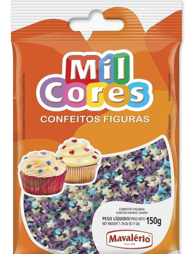 3 Sprinkles Confeti Figura Estrellas Blanca Azul Lila 150g  