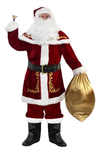 Abalagu Traje De Papá Noel De Lujo Para Hombre, 12 Piezas, D