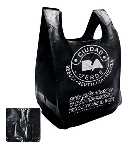 Bolsas Camiseta Ciudad Rolanplast Negra Reutilizable 40x50 Color Negro