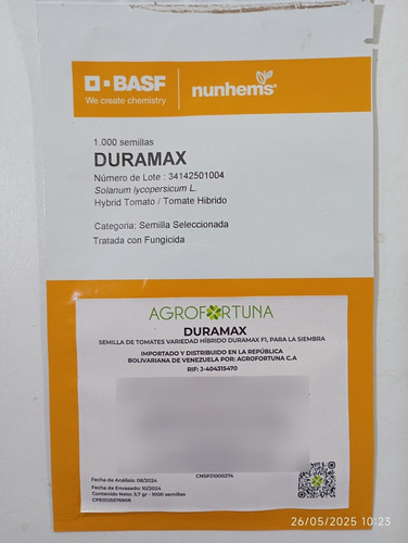 Semilla De Tomate Duramax Nunhems D-basf 1000und