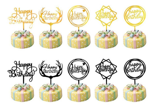 Letrero Para Pastel Topper Happy Birthday 10pcs | Meses sin intereses