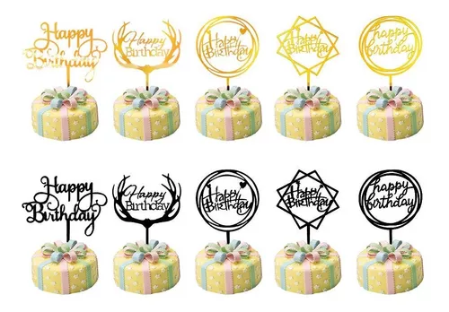 Letrero Para Pastel Topper Happy Birthday 10pcs