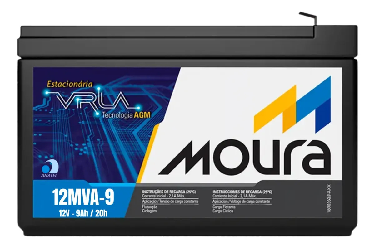 Bateria Moura 12v 9a Vlra Nobreak Alarmes Cerca Elétrica Pulverizadores