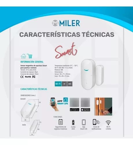 Sensor Smart WiFi Magnético de Apertura 2.4GHz