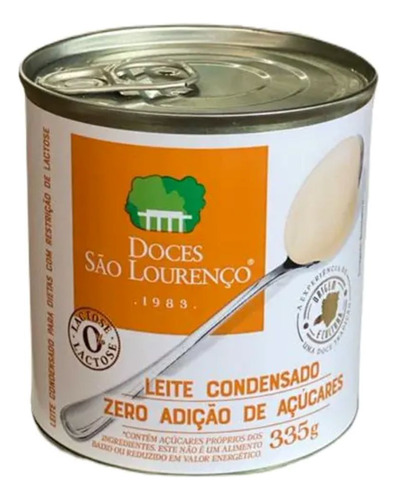 Leite Condensado Zero Lactose Zero Açúcar São Lourenço Lata 335g