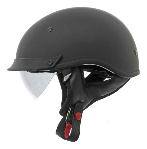 Outlaw T-72 Casco Plano Negro Mate Con Visera Desplegable P.