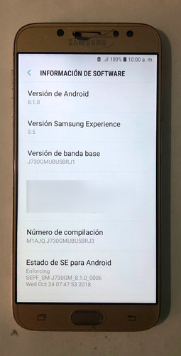 Samsung J7 Pro J730g Liberado P/piezas, Funcional Detalles Dorado Claro (Usado)