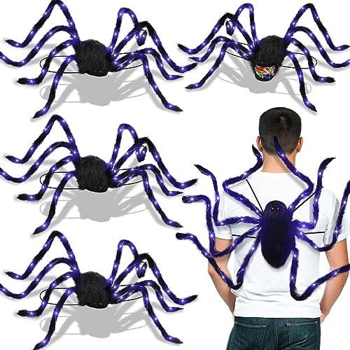 4 Pcs Halloween Spider Backpack Costume For Adults Led ...