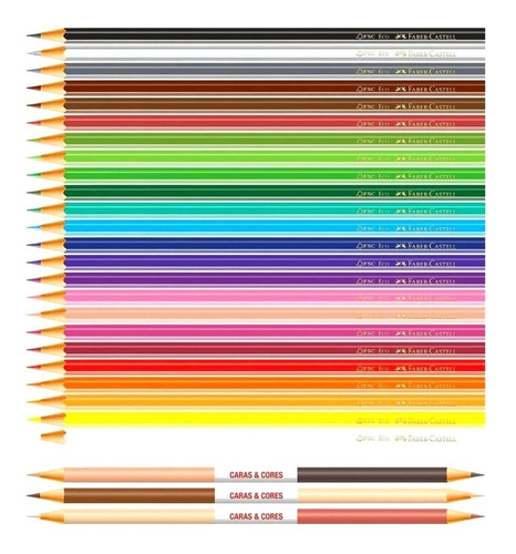 Lápis De Cor Faber Castell Caras&cores 24 Cores +6 Tons Pele