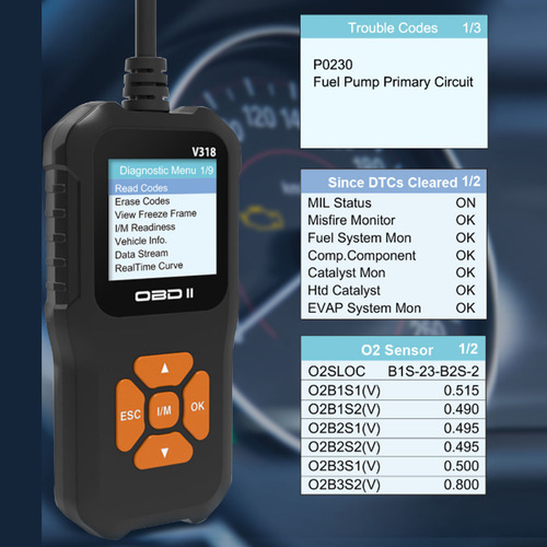 Scanner V318 Obd2, Tela Colorida De 1,8 Polegadas, Falha De