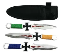 Comprar Kunai Set 3 Cuchillos Lanzar Balanceados Con Vaina  18 Cm 