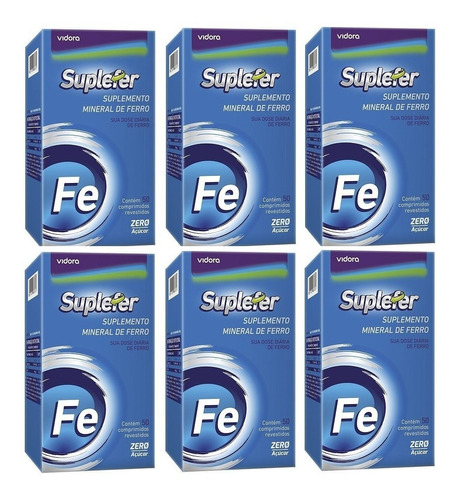 Sulfato Ferroso Suplefer 412mg 50 Cprs Revestidos 6 Unidades