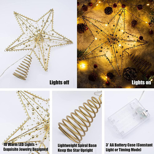 M Estrella Decorativa Para Árbol Navidad Con Guirnalda