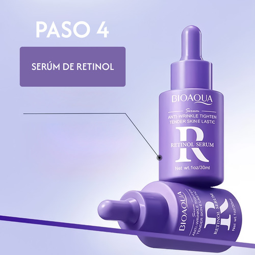 Set 6 Piezas Cremas Antiedad Y Antiarrugas Bioaqua Con Retinol Cuidado Facial Hidrata, Reafirma Y Reduce Líneas De Expresión