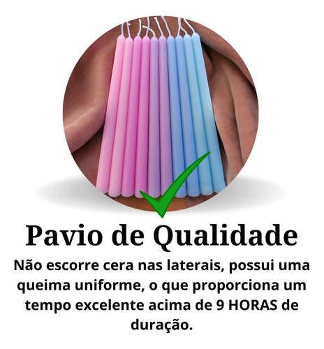Vela Para Castiçal Palito Grande 26cm Kit 10 Unidades