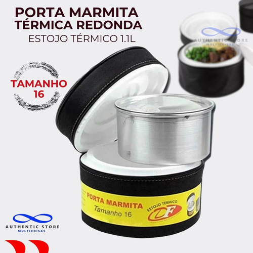 Marmita Térmica Redonda 1,1 Litros N°16 Com Alça E Zíper