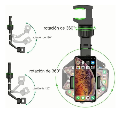 Para Soporte De Teléfono 360° Para Espejo Retrovisor De