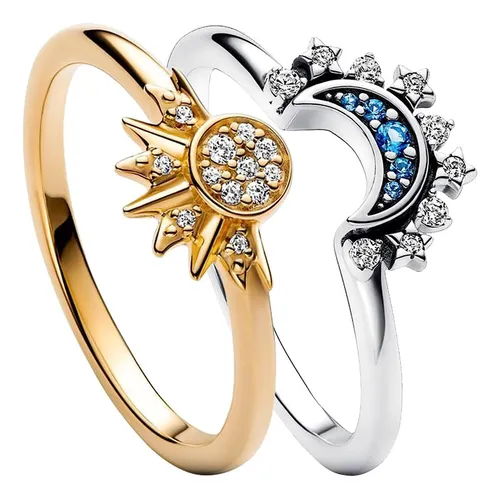 Anillo Sol Y Luna Anillo Amistad Amor 2pcs Cuotas sin inter s