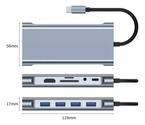 Hub 11 En 1, Tipo C Adaptador Usb C A Hdmi Vga, Ethernet