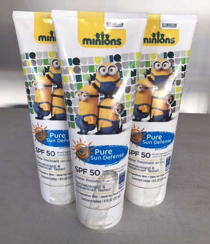 Tres Bloqueador Pure Sun Minnions Bebes, Pediatrico Spf 50