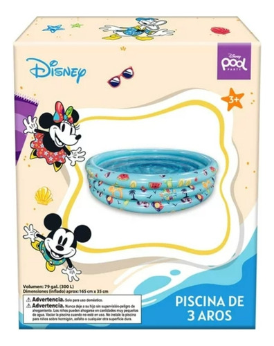 Alberca Disney Inflable 3 Aros Mickey Para Niños Y Niñas Color Azul