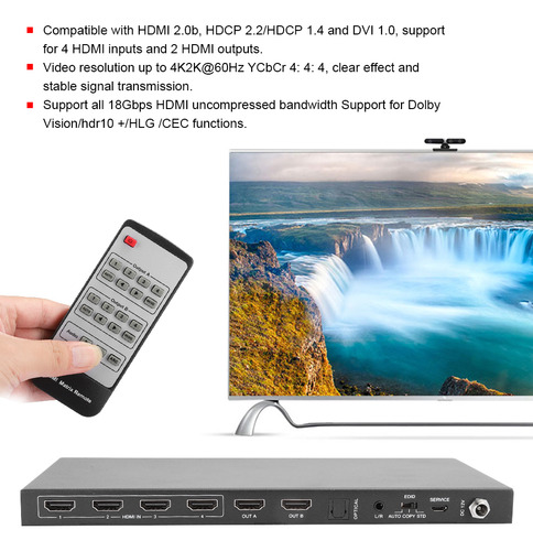 Divisor De Audio Infrarrojo 4x2 18g 1080p Hdmi Matrix Switch