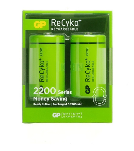 Pila Tipo D Bateria Recargable Gp 2200mah Tecnología Recyko