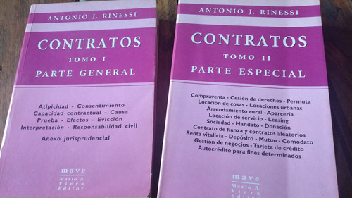 Contratos I Y Ii. Antonio Rinessi. Primera Ed. Impecables