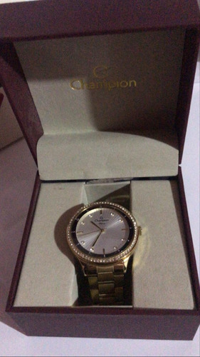 Relogio Champion Diva Feminino Dourado Com Strass Semi Novo