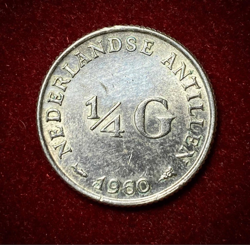 Moneda 1/4 Gulden Antillas Holandesas 1960 Km 4 Plata 0.640