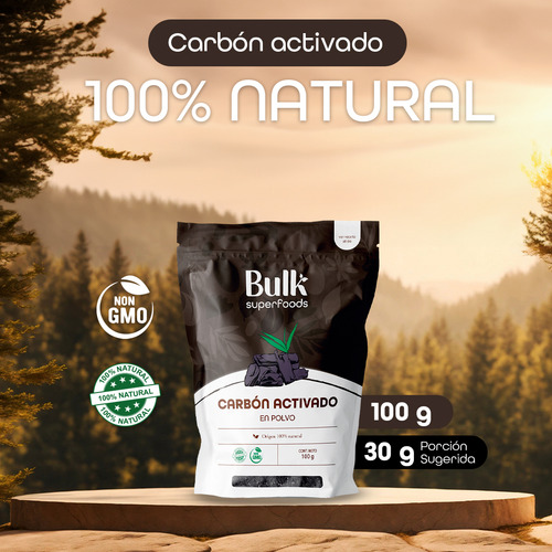 BULK SUPERFOODS - Carbón Activado En Polvo 100g - Sin Azúcar - 100% Puro Y Natural - Sin Aditivos y Sin GMO - De Origen Vegetal