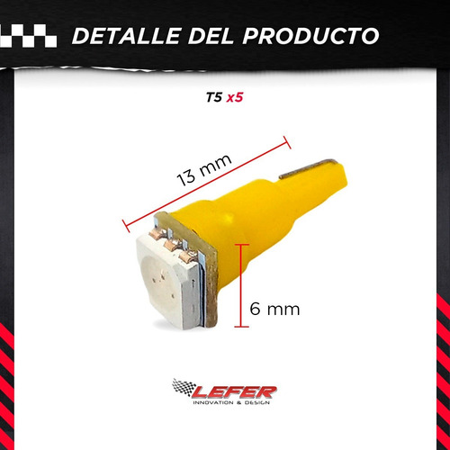 Imagen 3 de 7 de 5 Lamparas Led De Posición T5 1 Smd 5050 Para Tablero