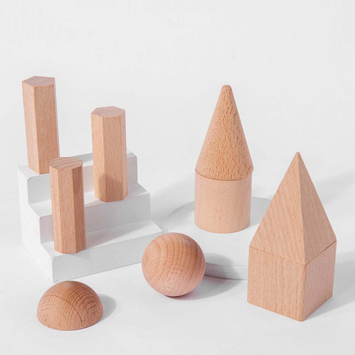 15x Bloques Sólidos Geométricos De Madera Juguete De