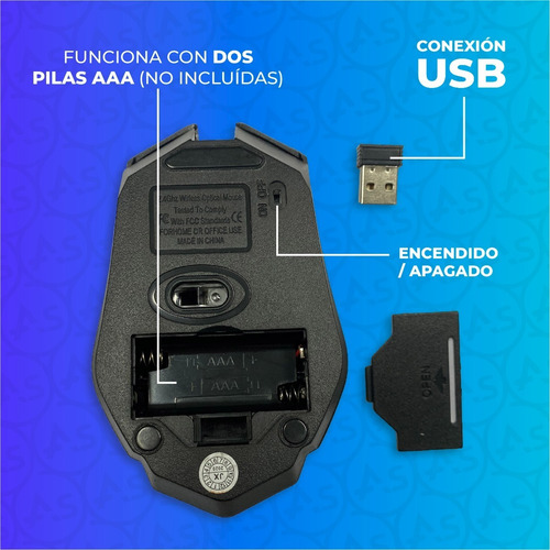 Imagen 4 de 10 de Mouse Gamer Inalámbrico Usb Periférico Pc 2.4 Ghz 3200 Dpi