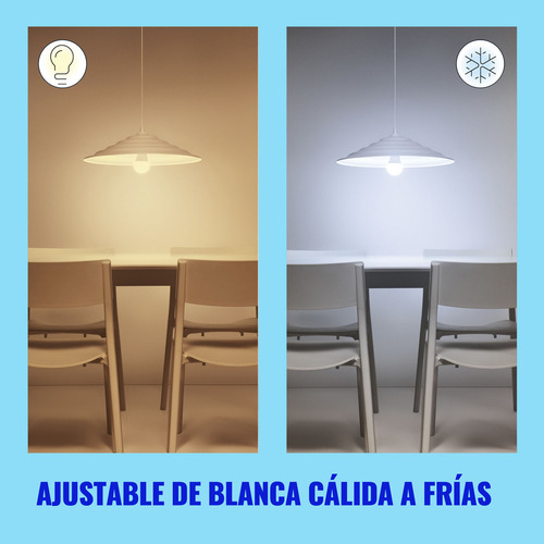 Foco inteligente WiZ A19 con una Luz Cálida a Fría, ideal para cualquier ambiente, controlable por app.