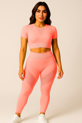 Conjunto Deportivo Mujer Irun Calza Push Up Frunce + Remera