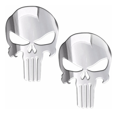 Imagem 4 de 6 de Par Adesivos Punisher Carro Moto Cromado Resinados Res29