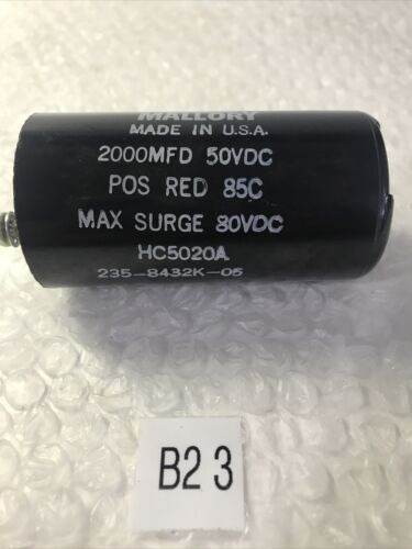 *new Hc5020a Mallory 2000mfd 50vdc Screw Top Capacitor# Aah