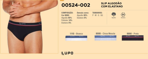 Slip Lupo Algodón Con Lycra Importado Modelo 524
