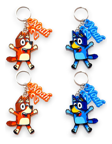 Bluey Y Bingo Llaveros X25 U. Personalizado Nombre Y Numero