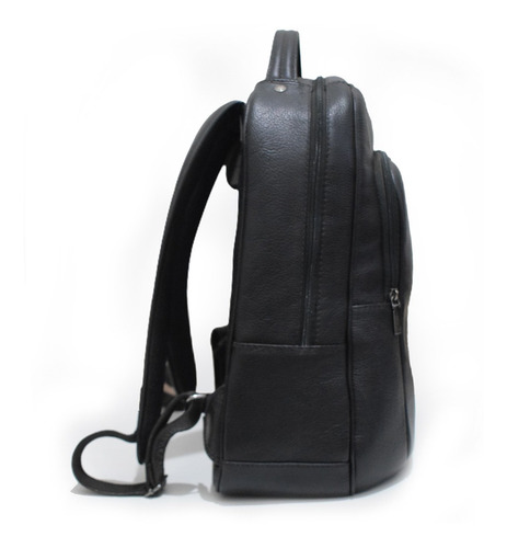 Mochila Em Couro | P/ Notebook E Tablet | Bennesh 7102 Preto