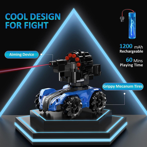 Cxj Rc Tank Car Chase Light Spot Run, 2 Cabezas Que Dispa...