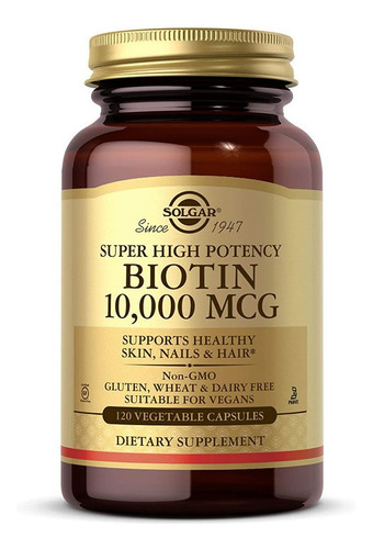 Vitamina Biotina Solgar 10.000 Mcg Biotin 120 Cápsulas