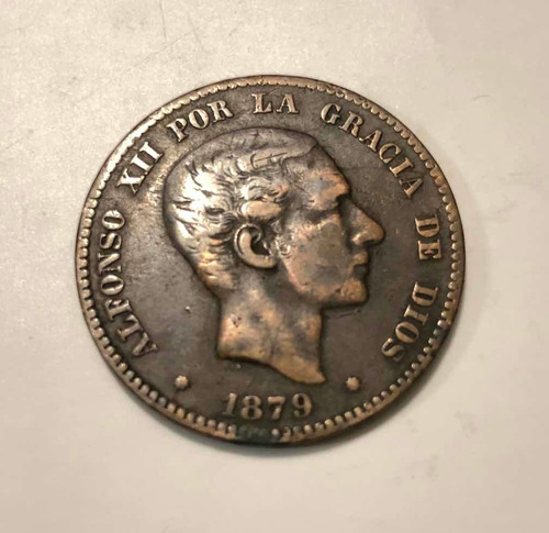 Moneda Alfonso Xii Rey Const España 10 Céntimos 1879
